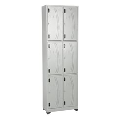 INDUSTRIAS CRUZ - Locker metálico vertical 6 puestos gris de 200x63x30 cm