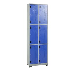 INDUSTRIAS CRUZ - Locker metálico vertical 6 puestos azul de 200x63x30 cm