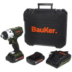 BAUKER - Kit Atornillador Impacto 1/4-pulg 18V Incluye 2 Baterías 2.0Ah I-L, Cargador y 13 Accesorios