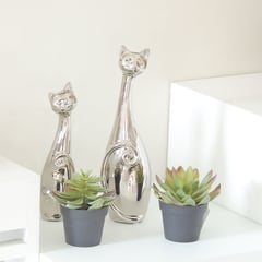MARRES - Escultura Gato Dubai 33 cm Plata