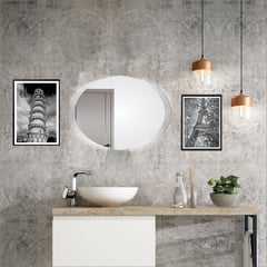 REFLEKTA - Espejo De Baño Sencillo Ovalado 70x50x3.4 Cm