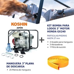 KOSHIN - Kit Bomba Lodo/Particulas 3Pulg y Manguera Descarga