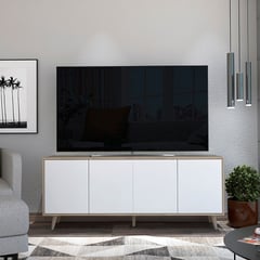 JUST HOME COLLECTION - Mesa para TV Bora Rovere Blanco 60.9x148.8x40.3cm