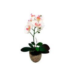 MARRES - Piedra Orquídea Artificial Blanca De 40 Cm