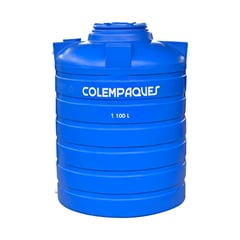 COLEMPAQUES - Tanque Agua Cilíndrico 1100Lt Tricapa Tapa Giro Azul