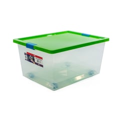 ESTRA - Caja Organizadora Broche Y Ruedas 47x31x62 Cm 55 L Verde-Azul