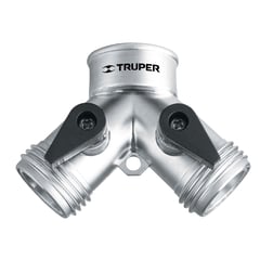 TRUPER - Conector Tipo y para Llave de Agua. Metálico Con Válvulas