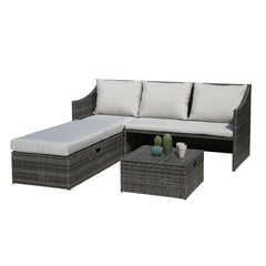 JUST HOME COLLECTION - Sofa Modular Terraza Organizador 4 Piezas Rattan Pe